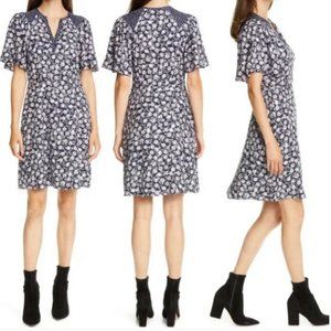 Rebecca Taylor Silk Floral Print A-Line Mini Dress